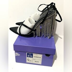 Lilliana Laurent- 96 Elegant Black Rhinestone Diamond Drip Fringe Heels